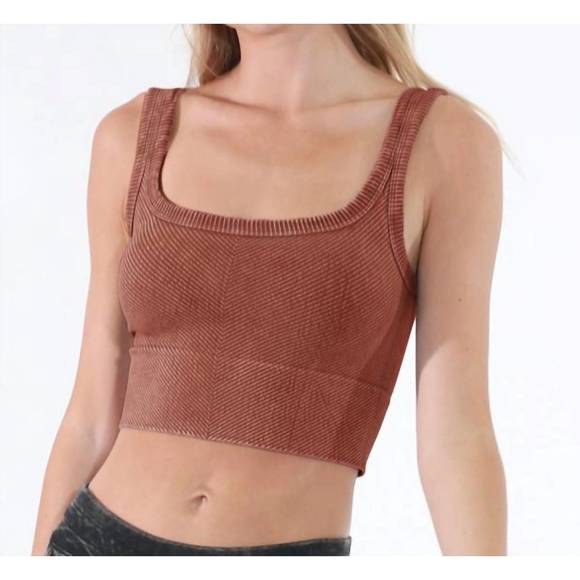NEW NIKIBIKI wash ribbed cropped top in vintage maple - Picture 1 of 1